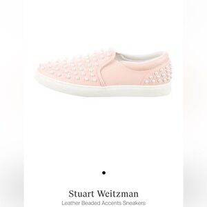 Stuart Weitzman Pearl Studded Sneakers - Baby Pink